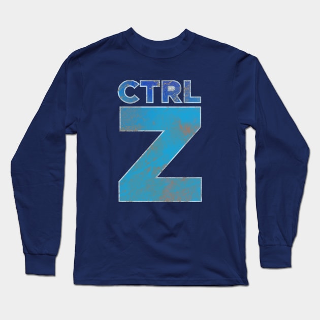 Textured CTRL Z Keyboard Shortcut Long Sleeve T-Shirt by Commykaze